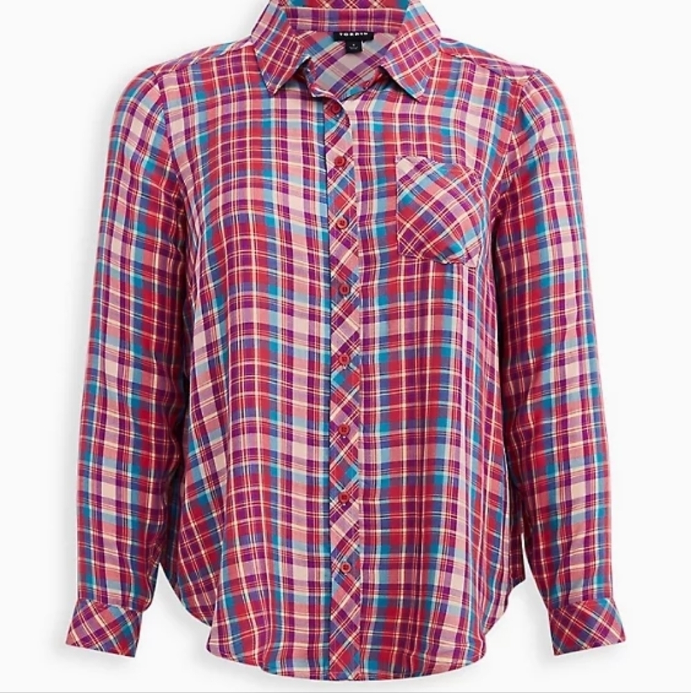 Torrid LIZZIE RAYON TWILL BUTTON-UP LONG SLEEVE SHIRT Size 3/3X